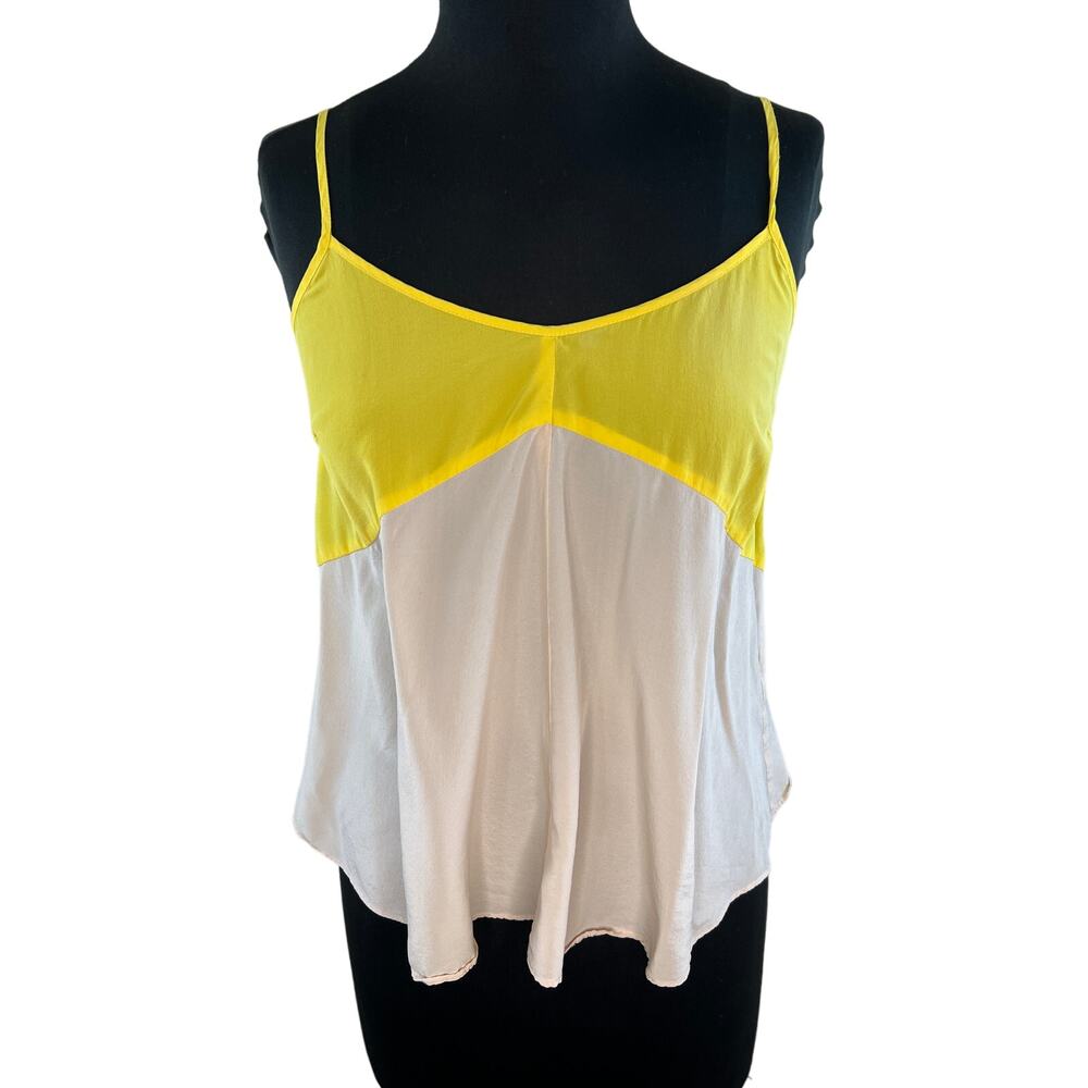 Madison Marcus Yellow Beige Spaghetti Strap Colorblock Silk Cami Top Size XS